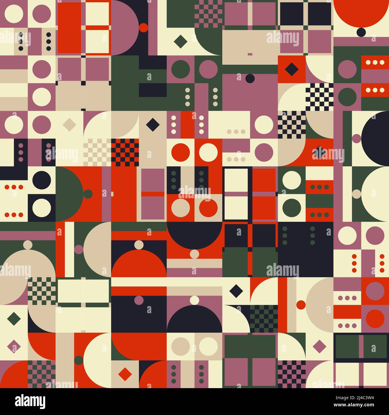 Disegno vettoriale astratto geometrico realizzato con varie forme geometriche ed elementi. Grafica digitale per poster, copertina, arte, presentazione Illustrazione Vettoriale