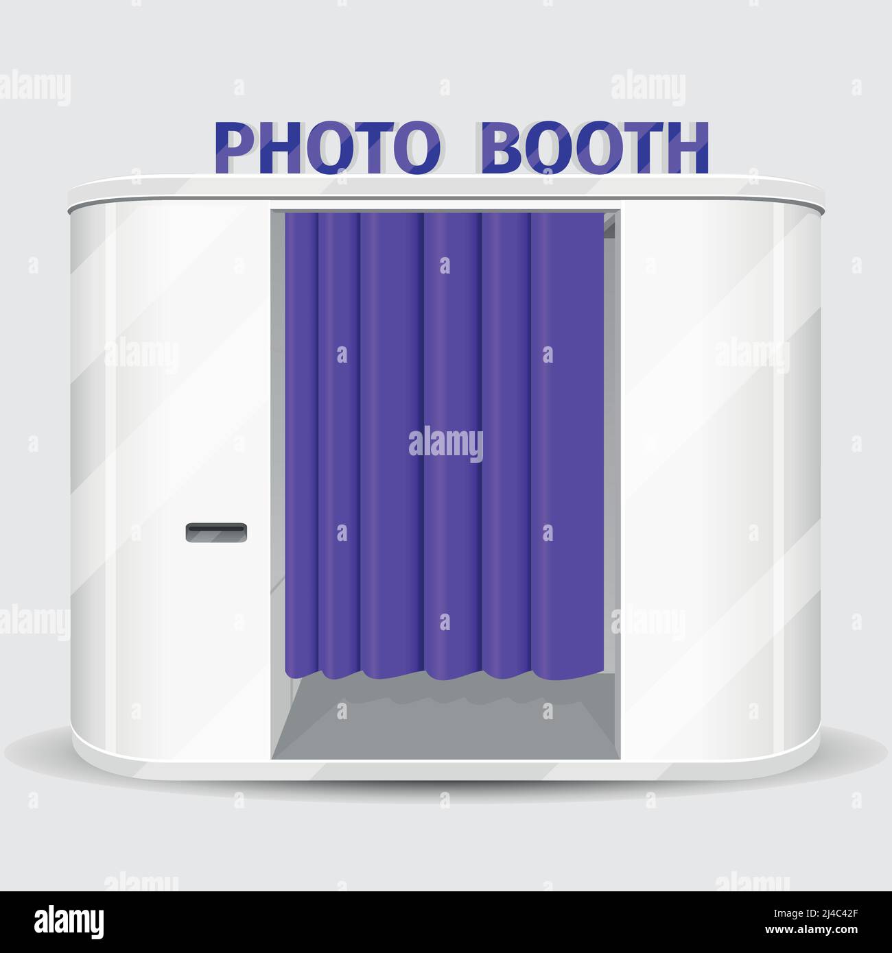 Distributore automatico con cabina fotografica bianca. Servizio macchina fotografica, cabina Quick Shoot. Illustrazione vettoriale Illustrazione Vettoriale