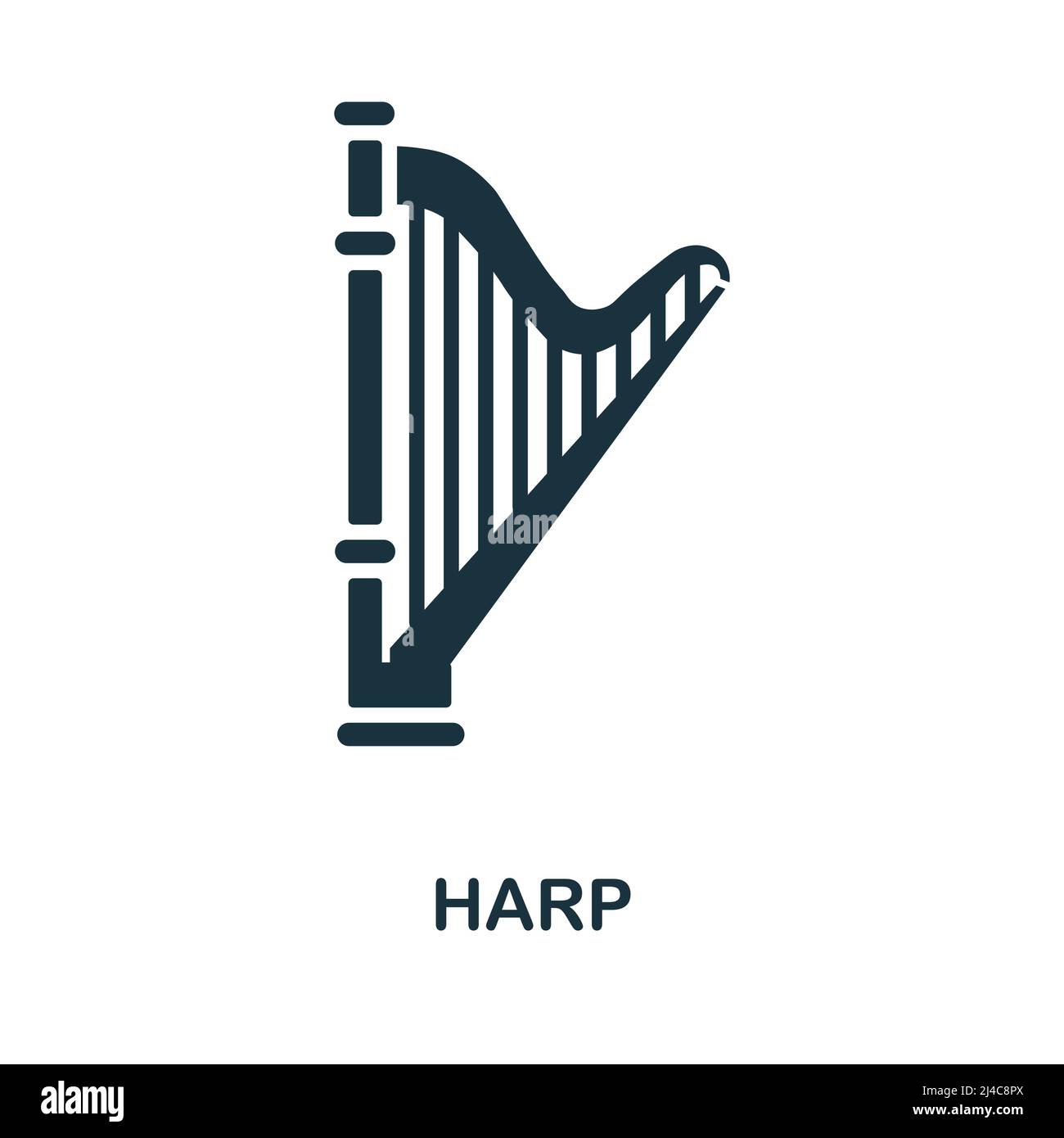 Icona dell'arpa. Elemento semplice della collezione di strumenti musicali. Icona Creative Harp per web design, modelli, infografiche e altro ancora Illustrazione Vettoriale