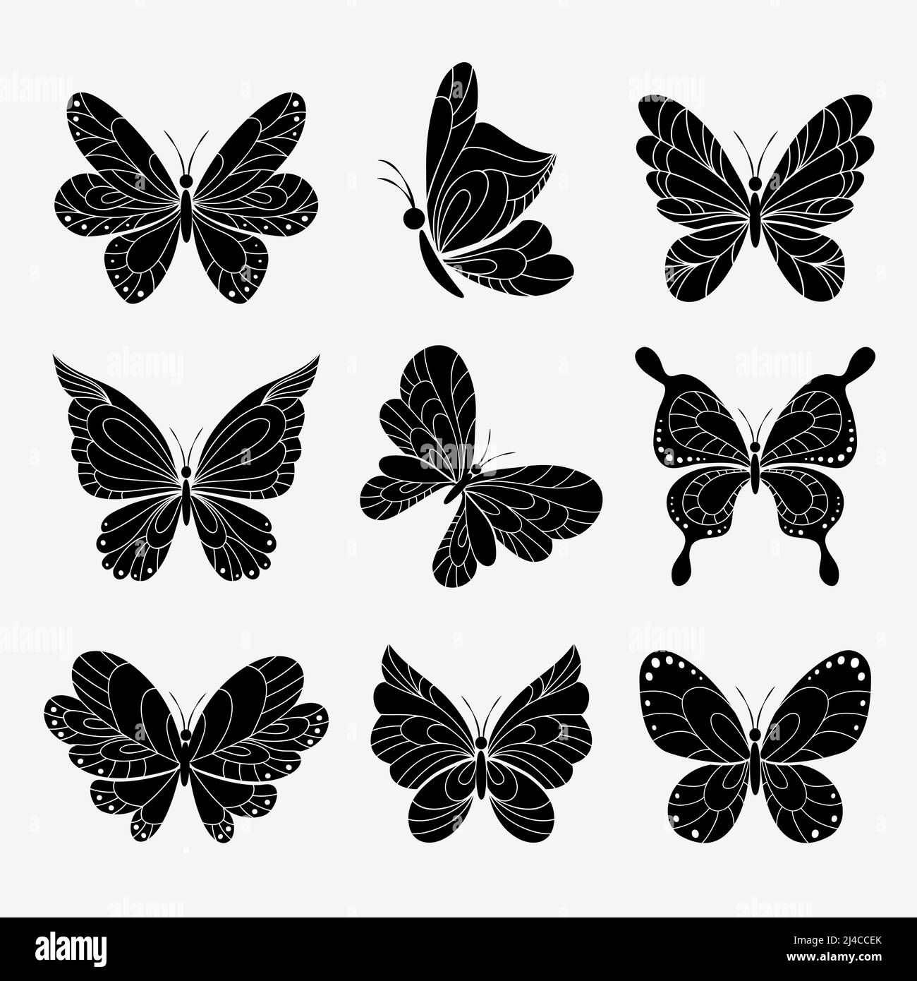 sagome delle farfalle su sfondo bianco, illustrazione vettoriale eps10 Illustrazione Vettoriale