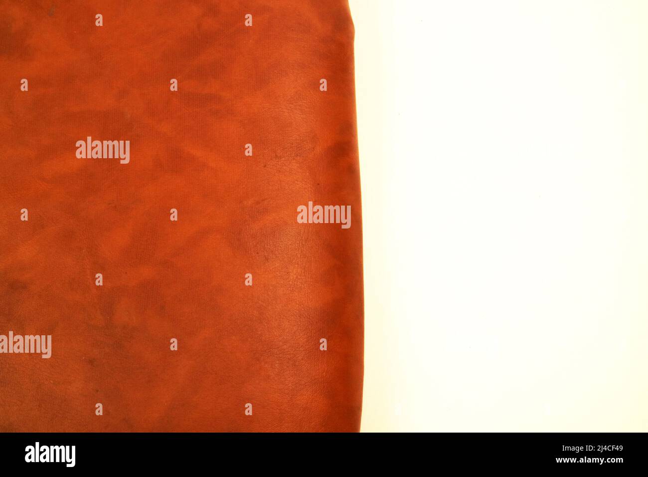 studio fotografico di imitazione arancione scuro pelle texture sfondo bianco Foto Stock