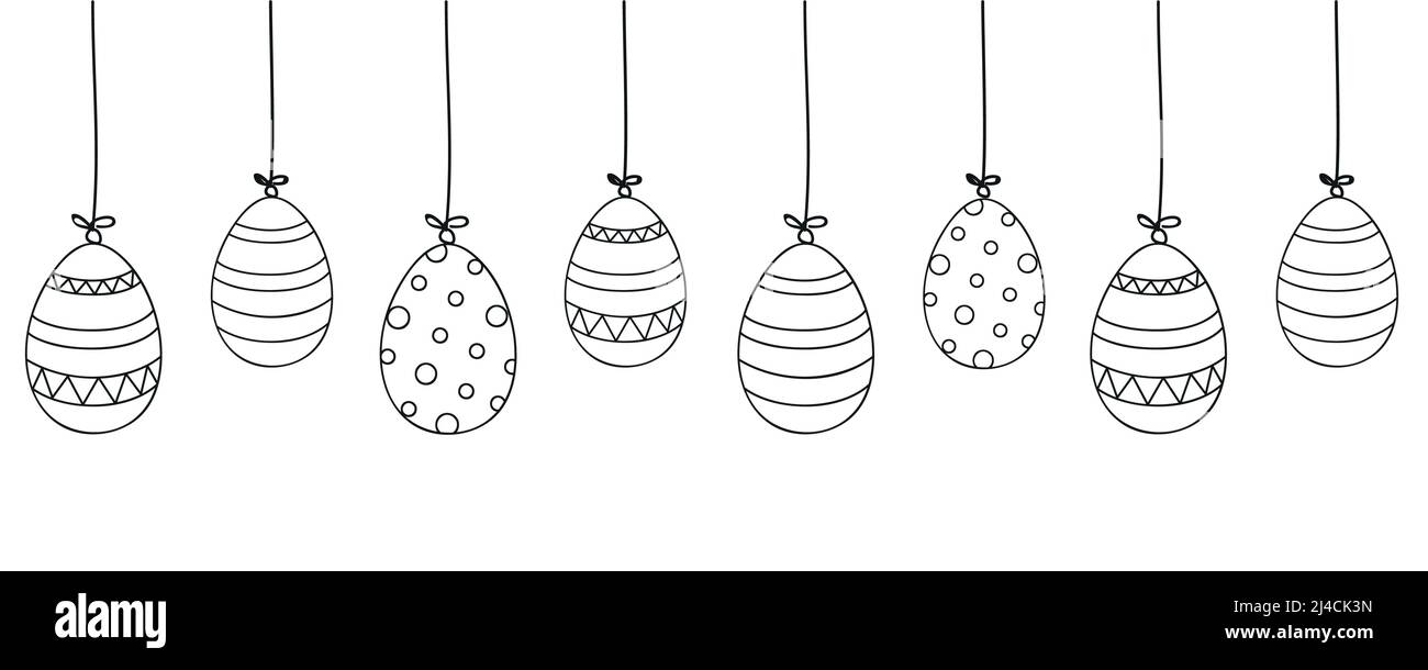 felice pasqua banner design con appeso modello uova profilo Illustrazione Vettoriale
