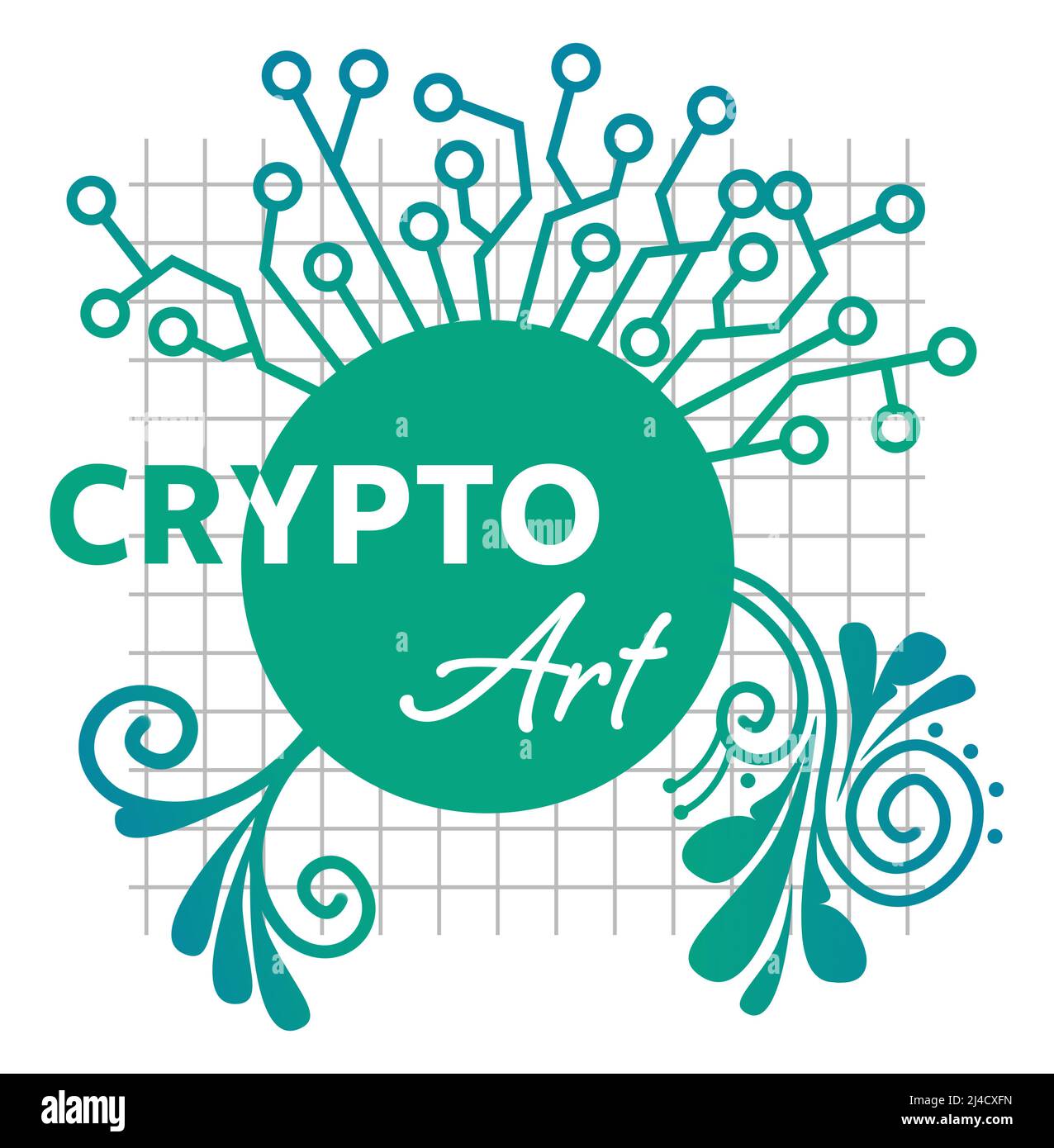 Crypto Art Circuit Design Elements Turquoise Foto Stock