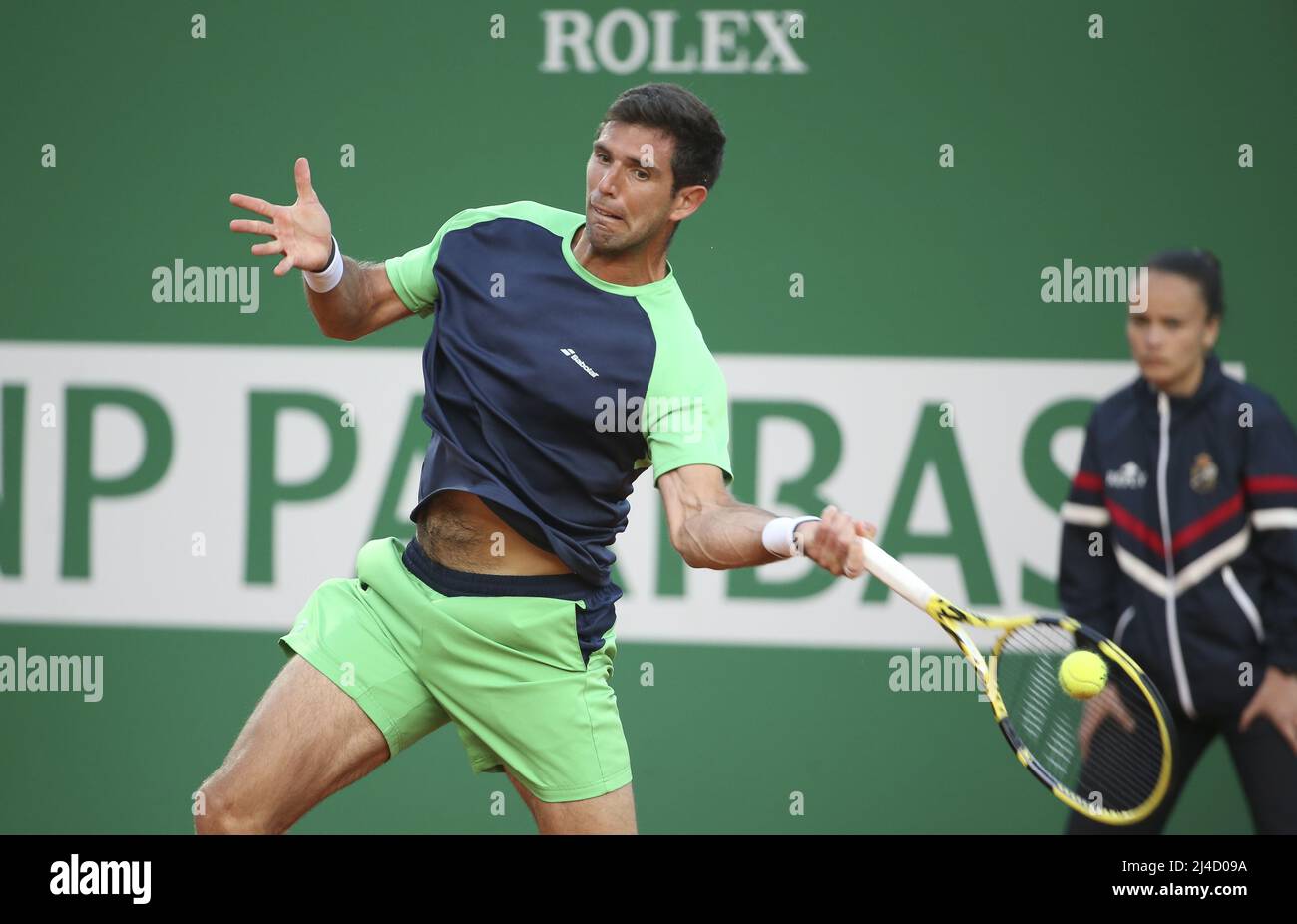 Federico Delbonis dell'Argentina durante il giorno 4 del Rolex Monte-Carlo Masters 2022, un torneo di tennis ATP Masters 1000 del 13 aprile 2022, tenuto al Monte-Carlo Country Club di Roquebrune-Cap-Martin, Francia - Foto: Jean Catuffe/DPPI/LiveMedia Foto Stock