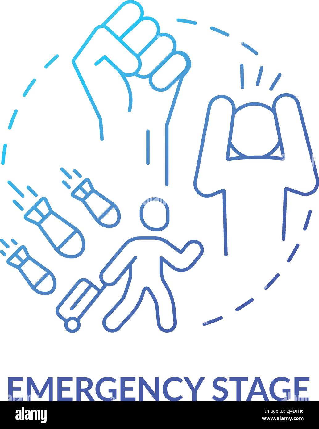 Icona del concetto di gradiente blu della fase di emergenza Illustrazione Vettoriale