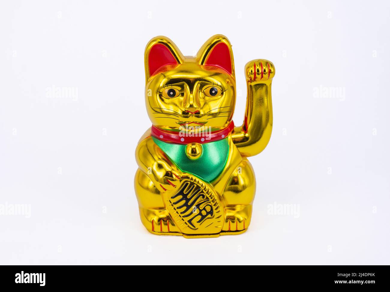 Chinese Lucky Wonding Cat beckoning Maneki Neko Gold Wealth (Capodanno cinese), Hong Kong, Repubblica popolare Cinese Foto Stock