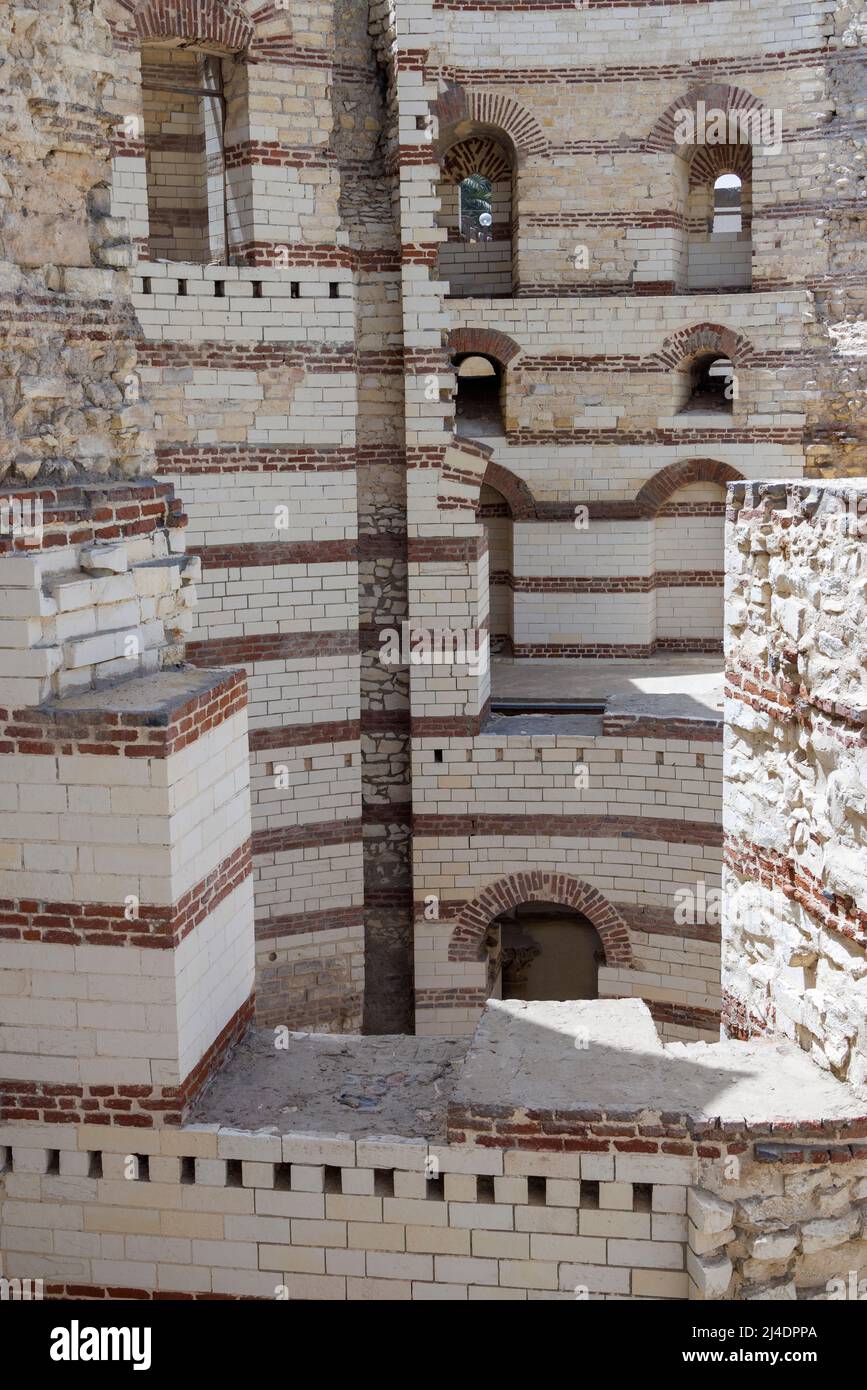 Particolare della torre della fortezza di Babilonia, Cairo copto, Egitto Foto Stock