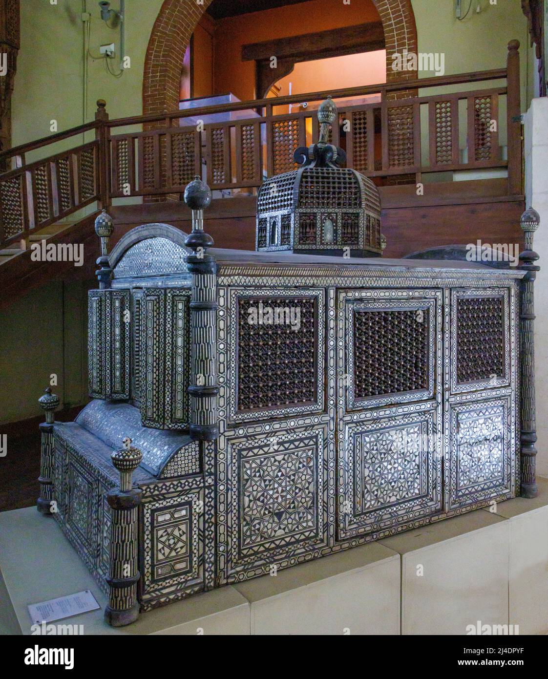 Palanquin in legno di marquesia del periodo ottomano, Museo Copto, Cairo, Egitto Foto Stock