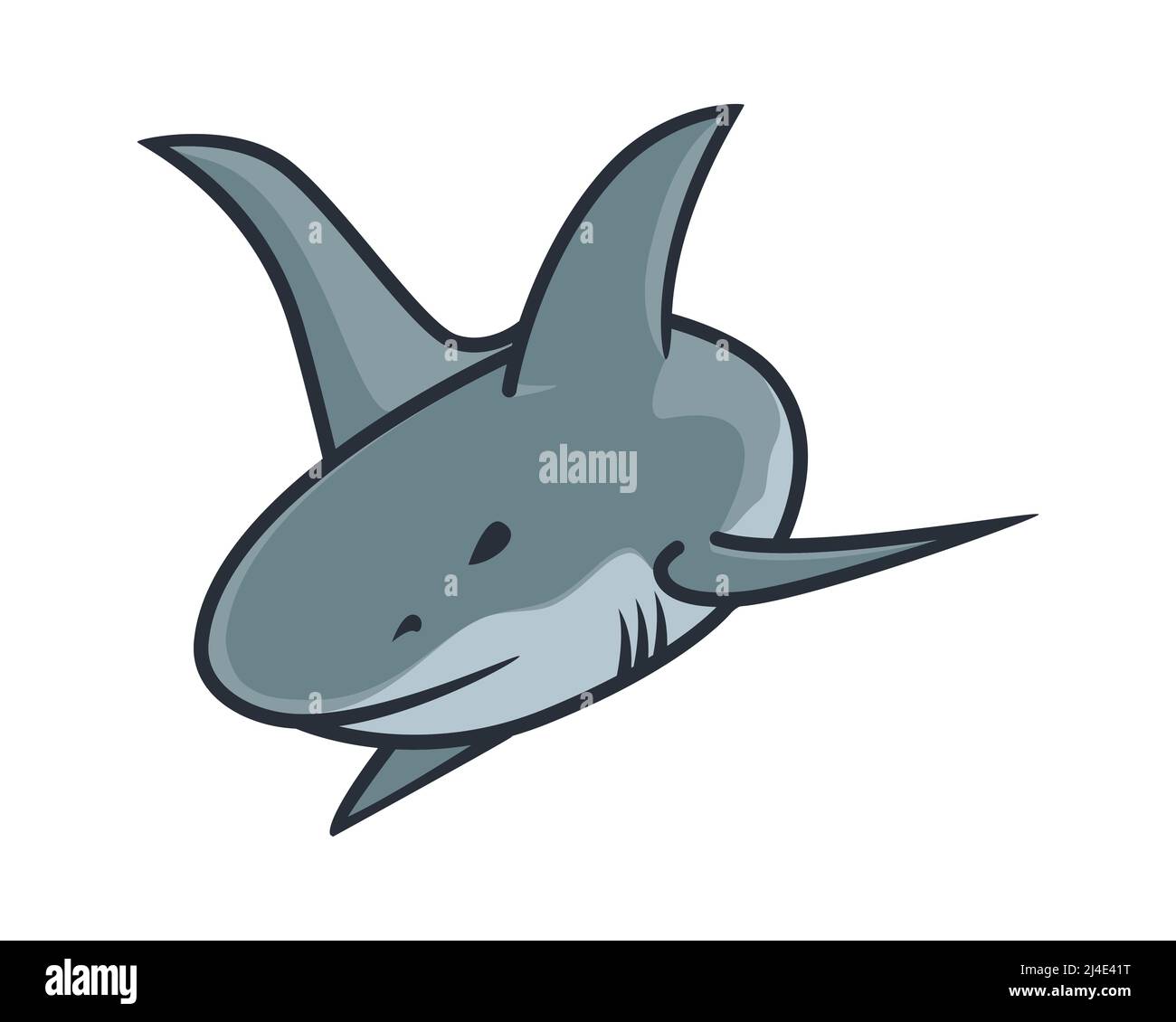 Squalo da nuoto dettagliato con disegno spaventoso del volto Vector Illustrazione Vettoriale