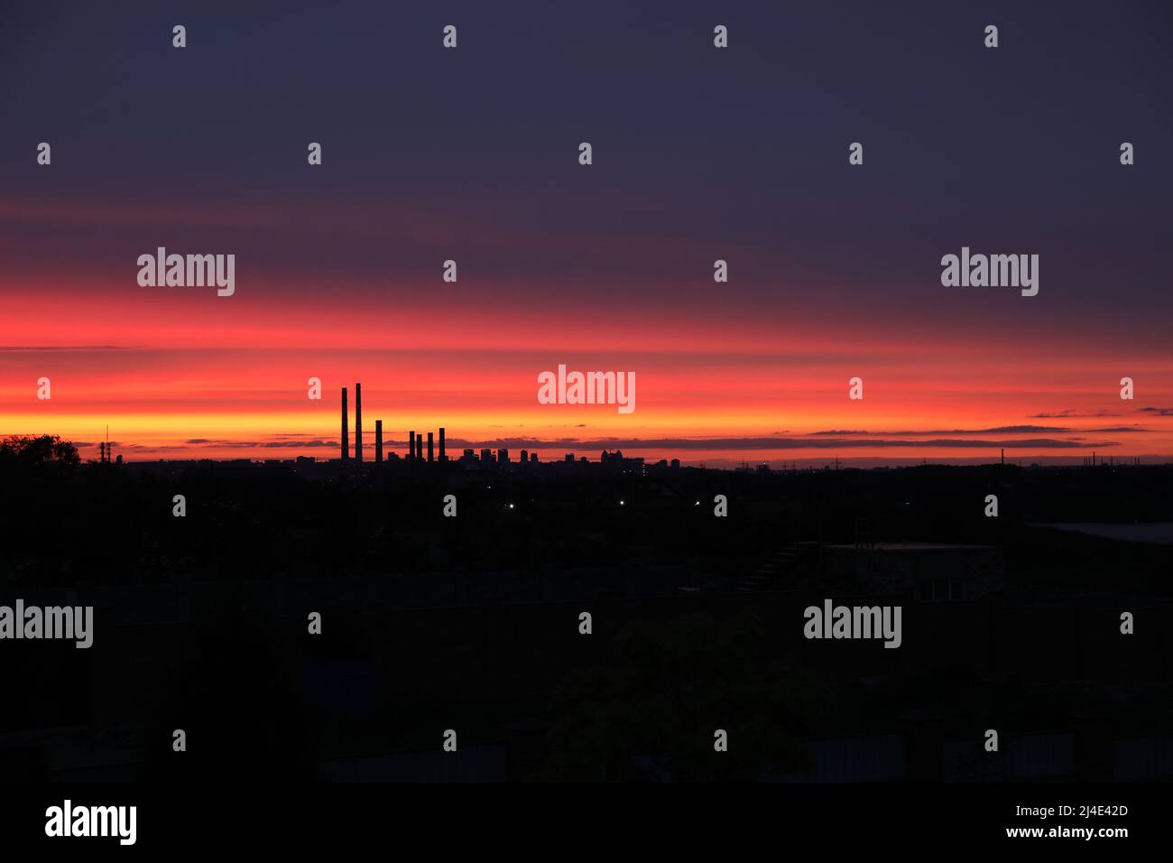 cielo bruciante in città Foto Stock