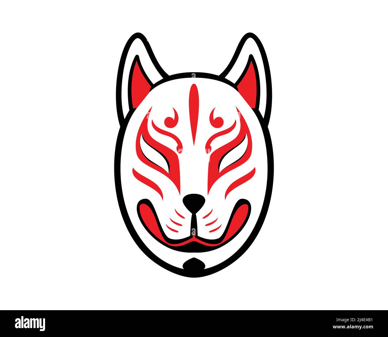 Illustrazione Vettoriale Del Cartone Animato Con Maschera Fox Oni In Stile Giapponese Stampa Illustrazione Logo Design 32841393