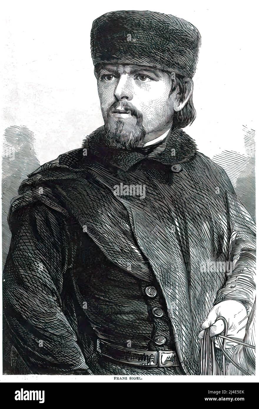 Franz Sigel, Esercito Generale dell'Unione tedesca nella Guerra civile americana, illustrazione del 19th secolo Foto Stock