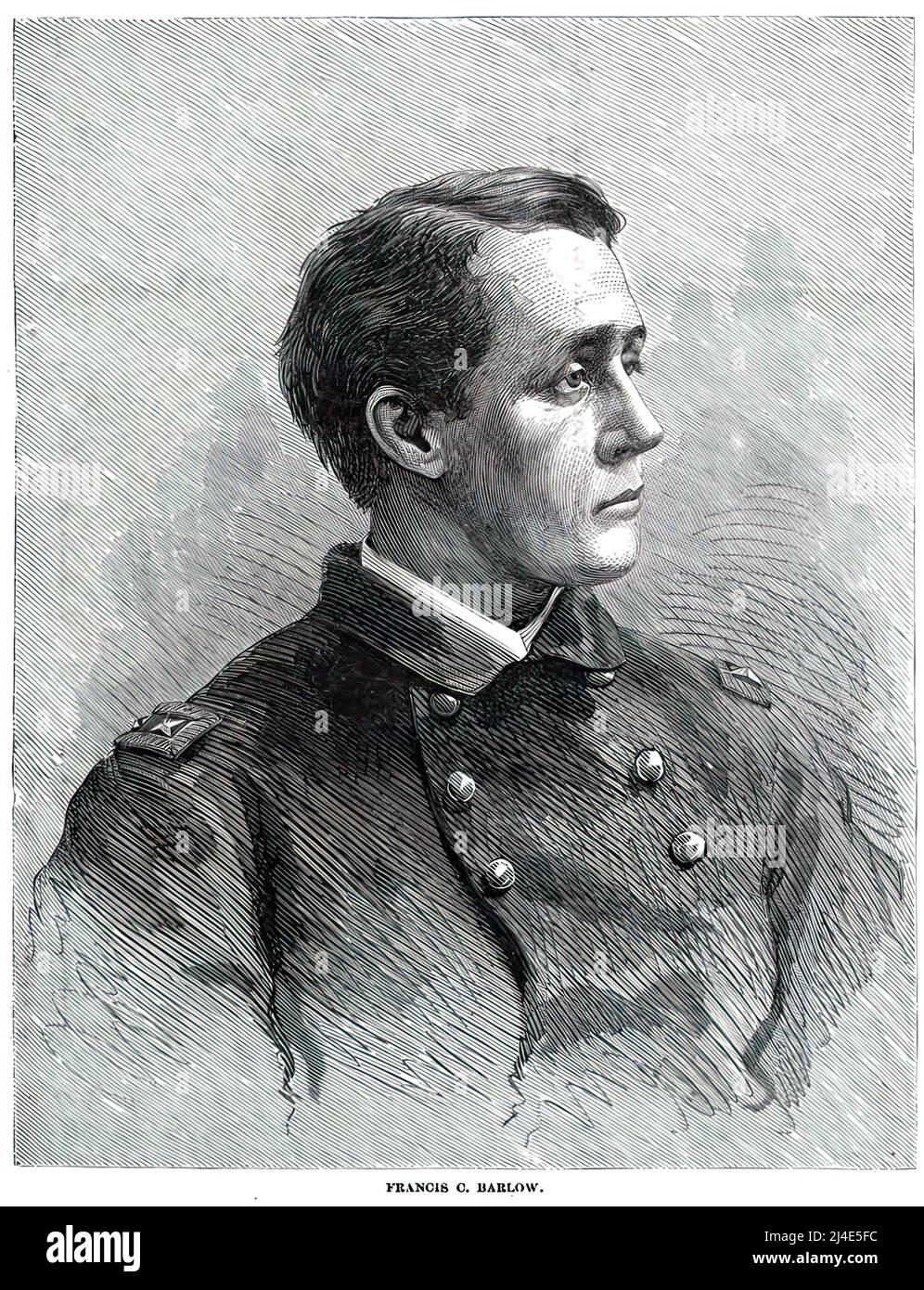 Francis Channing Barlow, avvocato, politico e generale dell'esercito dell'Unione nella guerra civile americana. illustrazione del 19th secolo. Foto Stock