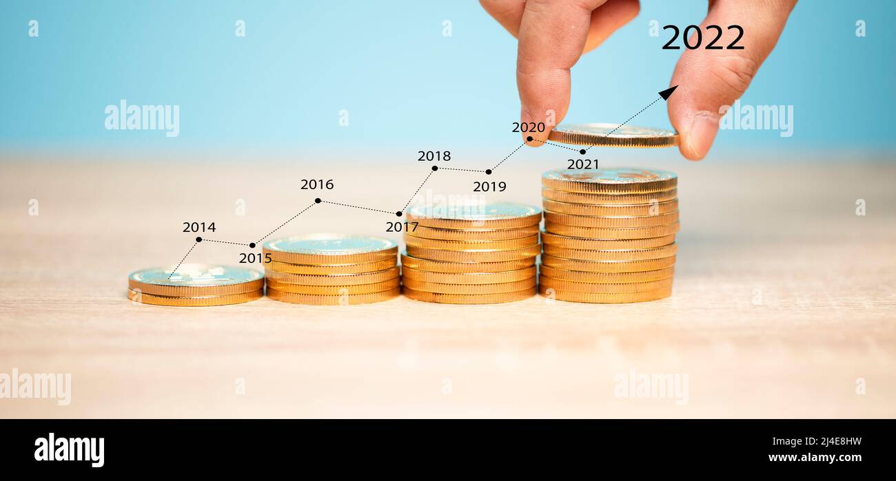 Business pianificazione questioni finanziarie investire in criptovalute, crescita futura degli investimenti. Teoria del concetto per il denaro. Foto Stock