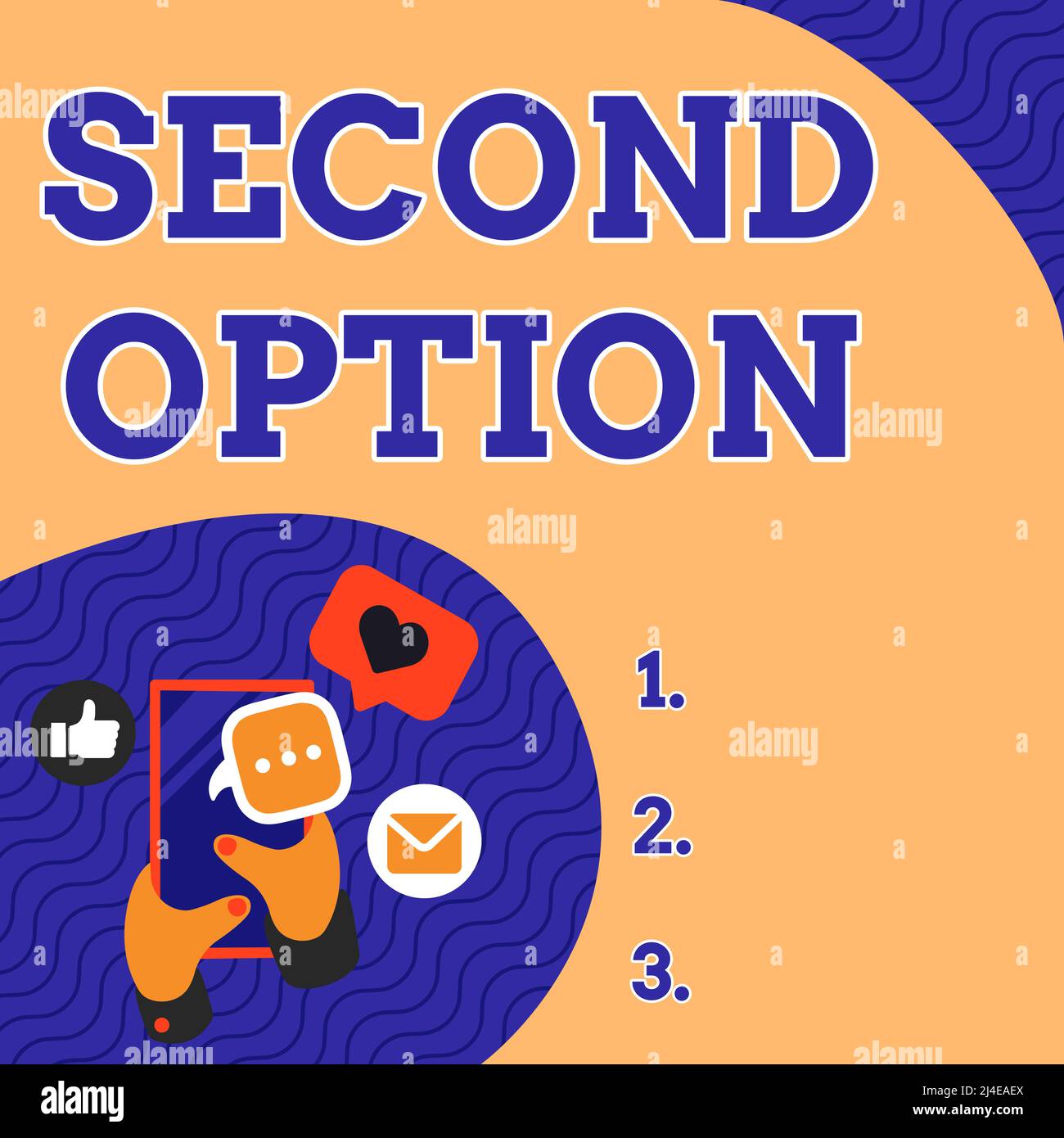 Seconda opzione testo scrittura manuale. Internet Concept Next Fiddle non una priorità prossima alternativa opportunità tenere una mano cellulare premere Foto Stock