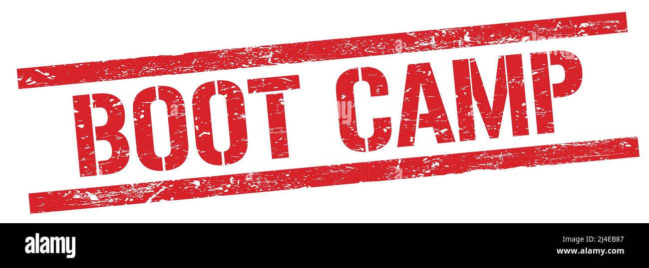 Testo BOOT CAMP sul simbolo rosso del timbro rettangolare. Foto Stock