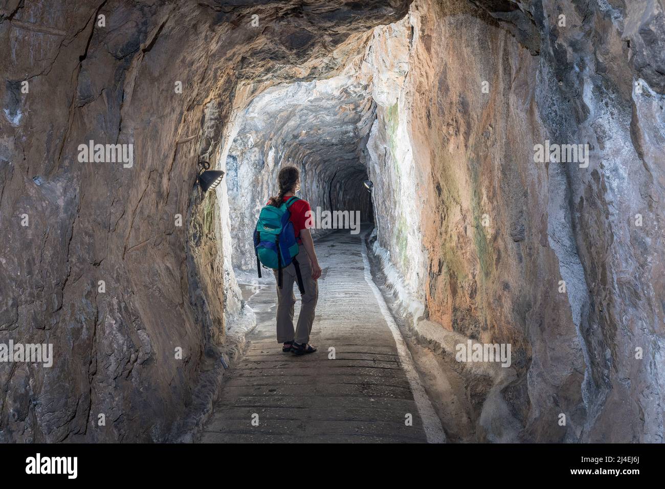 Una sezione dei tunnel del Grande Assedio, Gibilterra Foto Stock