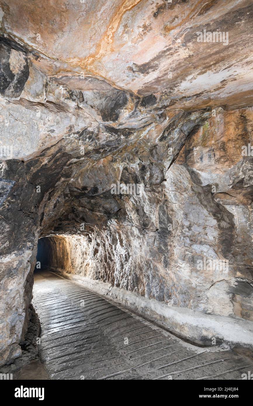 Una sezione dei tunnel del Grande Assedio, Gibilterra Foto Stock
