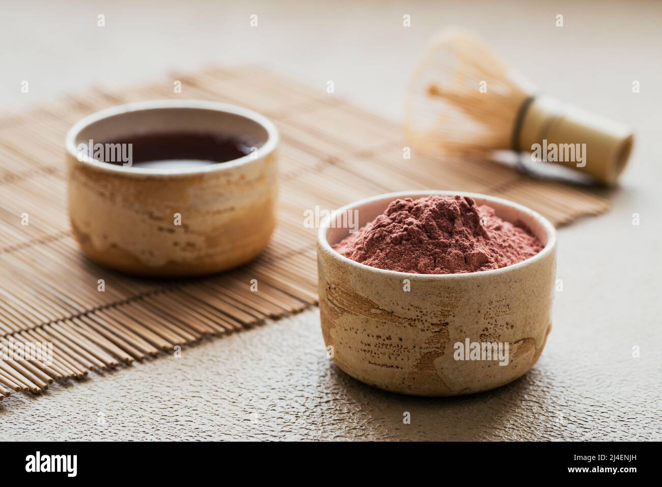 Tè in polvere di colore organico Matcha Foto Stock