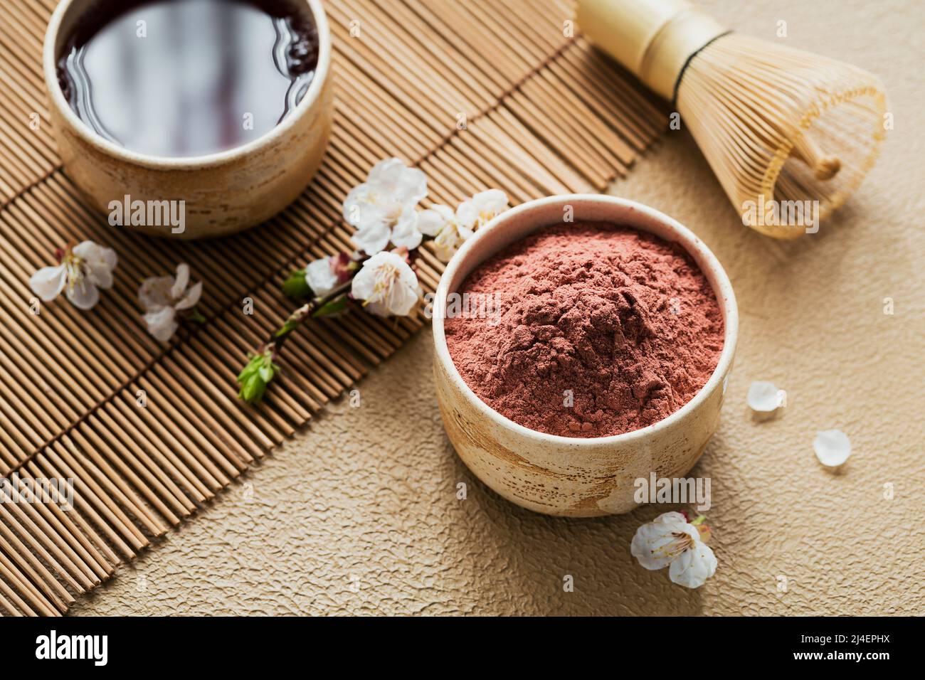 Tè in polvere di colore organico Matcha Foto Stock