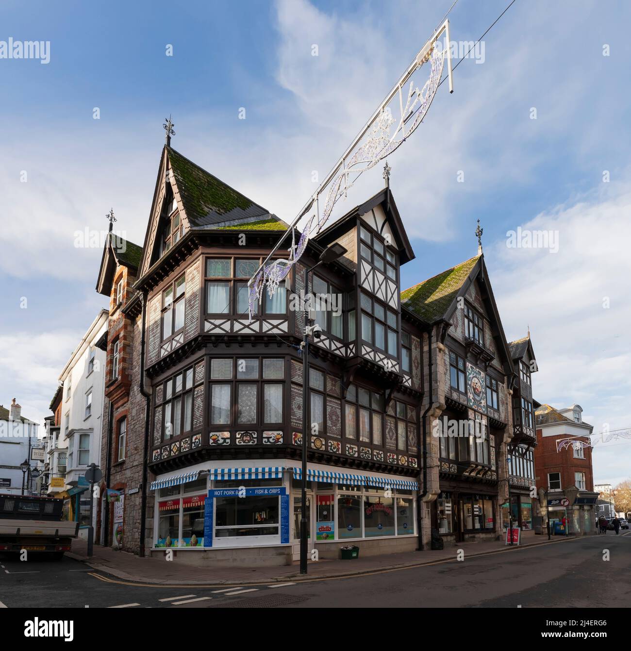 Edifici storici a Dartmouth, South Hams, Devon. Foto Stock