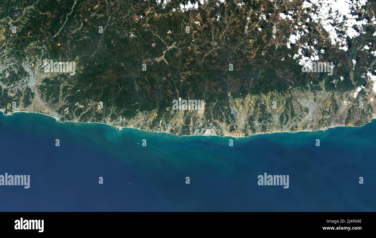 Antenna ad alta quota sulla prefettura di Fukushima, Giappone Foto Stock