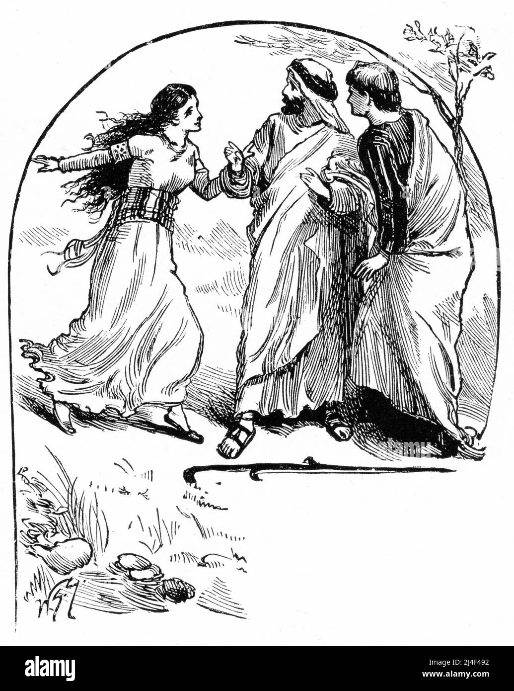 Maria Maddalena riferisce a Pietro e Giovanni che Gesù è risorto dai morti, illustrazione circa 1890 Foto Stock