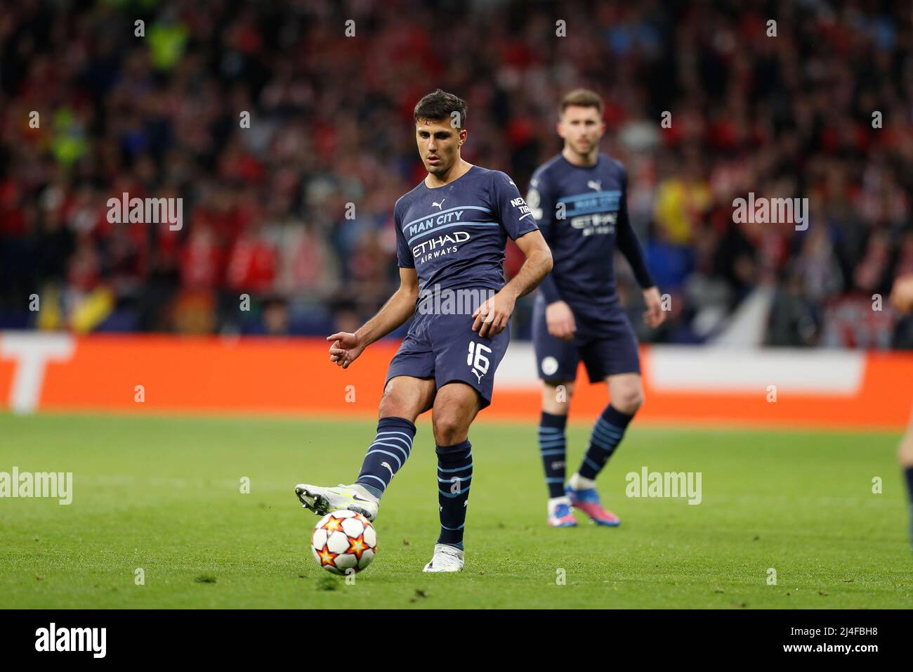 Madrid, Spagna. 13th Apr 2022. Rodri (Manc) Calcio : quarti di finale della UEFA Champions League 2nd partite tra Culb Atletico de Madrid 0-0 Manchester City FC all'Estadio Metropolitano di Madrid, Spagna . Credit: Mutsu Kawamori/AFLO/Alamy Live News Foto Stock