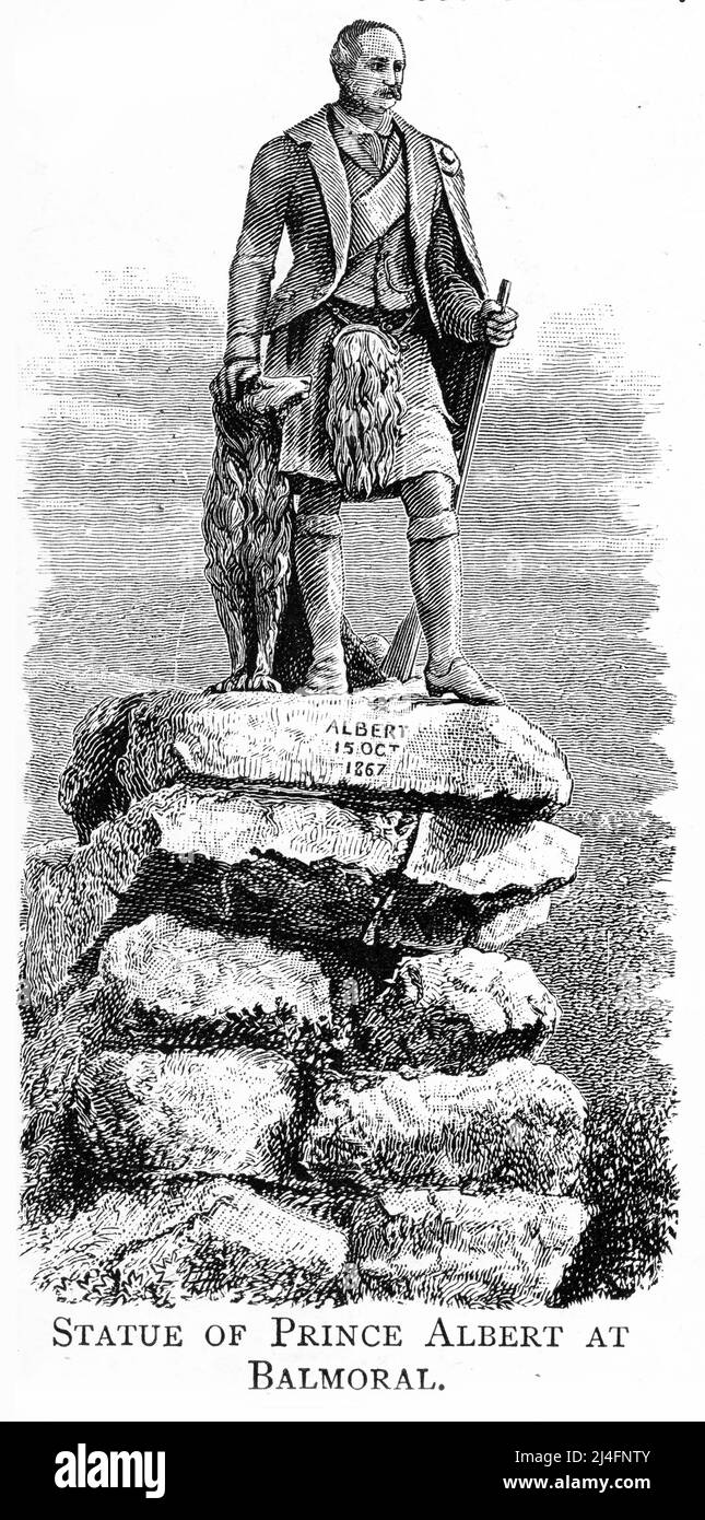Statua del Principe Alberto a Balmoral, circa 1850 Foto Stock