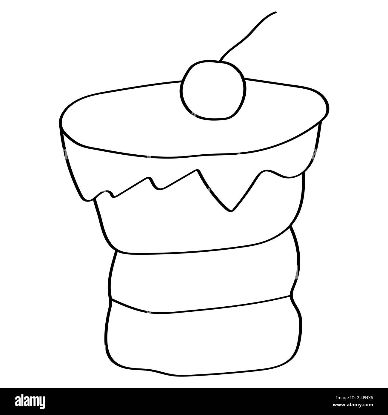 Splendido disegno da dessert isolato su sfondo bianco per il disegno a spazzola Foto Stock