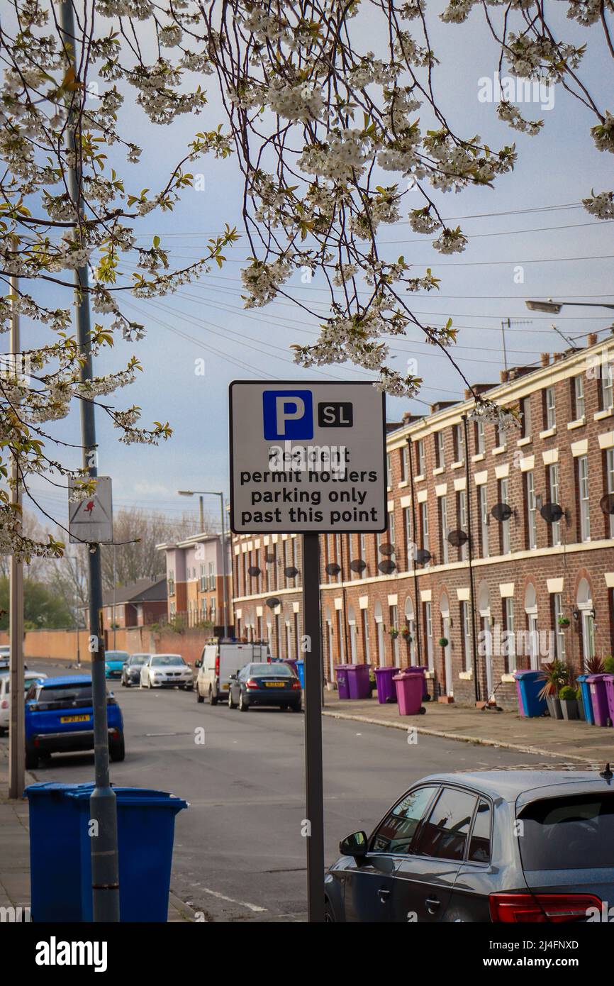 Solo parcheggio per i residenti, Smithdown Lane, Georgian Architecture, Liverpool Foto Stock