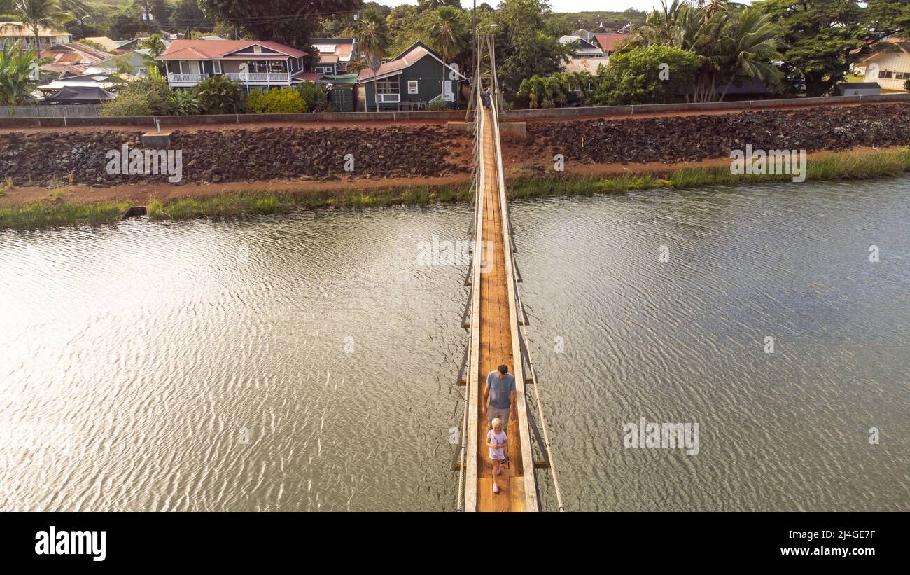 Hanapepe Swinging Bridge, Hanapepe, Kauai, Hawaii Foto Stock