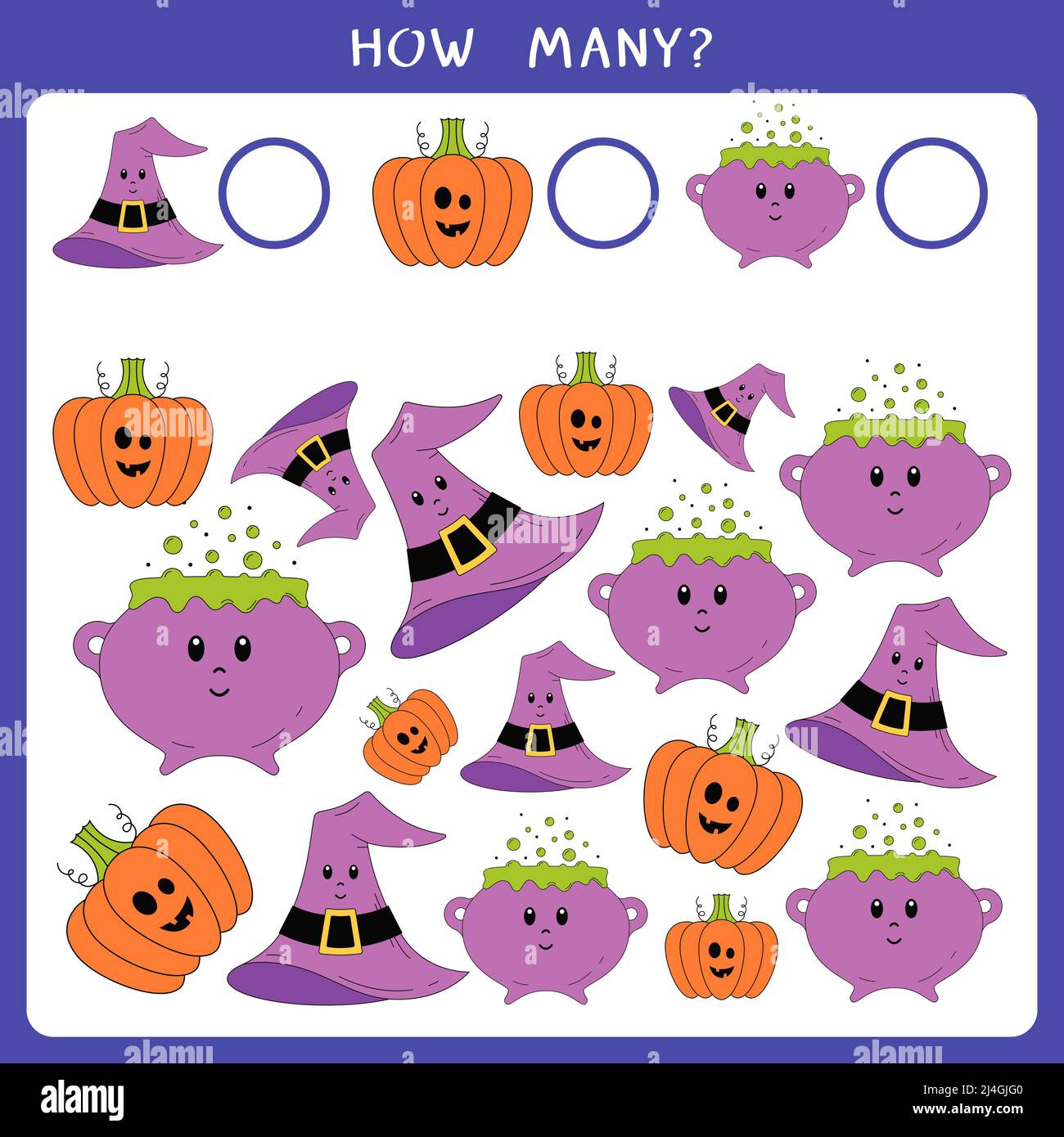 Contare quanti simboli di Halloween e scrivere il risultato Foto Stock