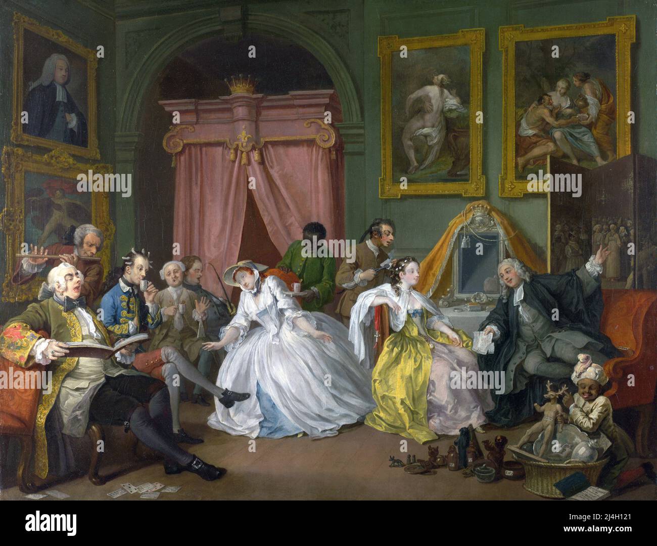 Matrimonio à-la-mode, dopo il funerale del vecchio Conte (scena quattro di sei) Pittura di William Hogarth Foto Stock