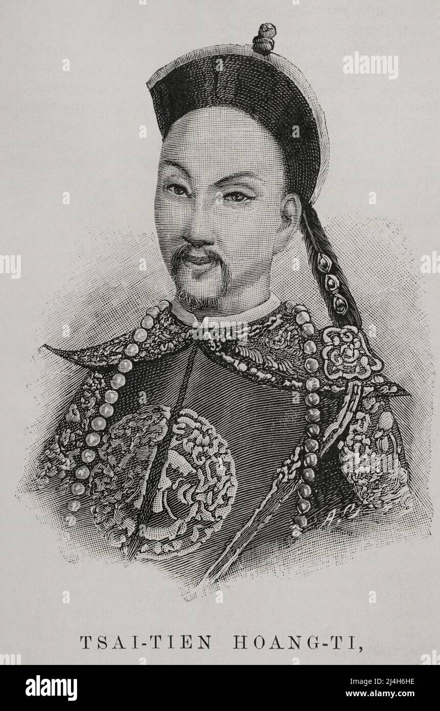 Guangxu (1871-1908). Imperatore di Cina (1875-1908). Dinastia Qing. Nome personale Zaitian. Verticale. Incisione. La Ilustración Española y americana, 1898. Foto Stock
