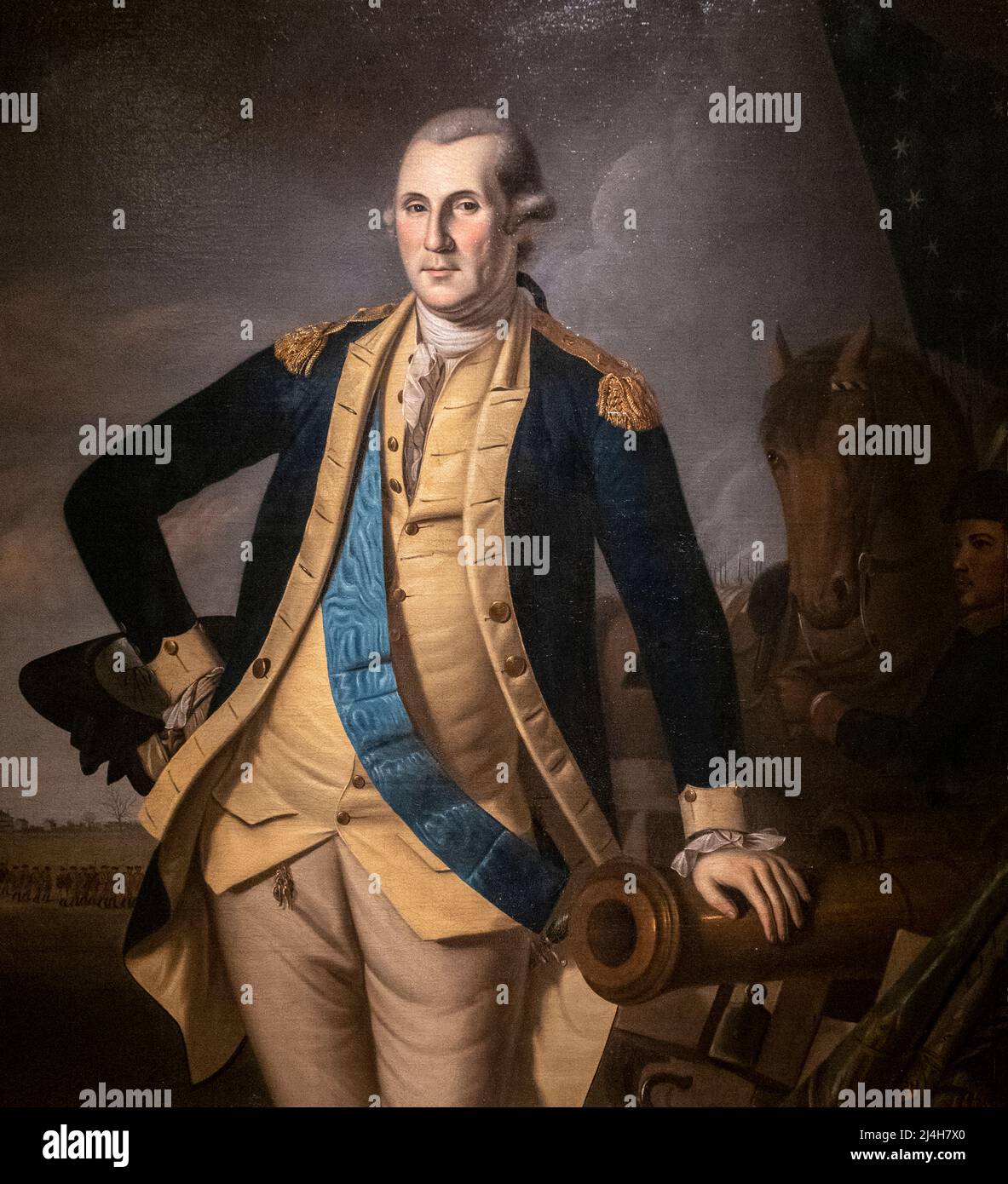 Dipinto di George Washington per commemorare la vittoria della Battaglia di Princeton compiuta da Wilson Peale Foto Stock
