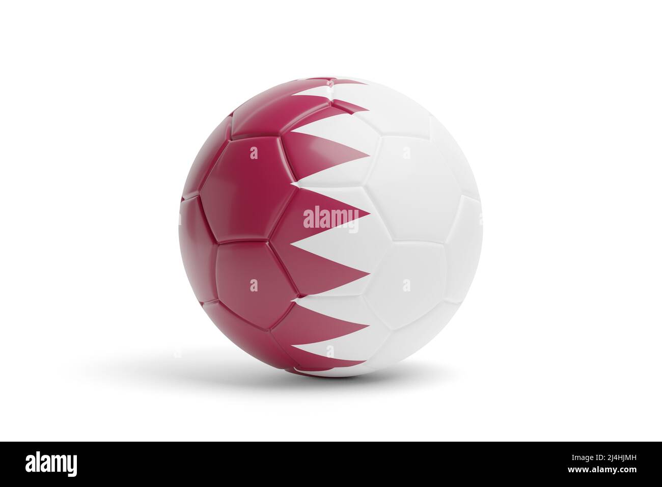 Pallone da calcio con i colori della bandiera del Qatar. 3d illustrazione. Foto Stock
