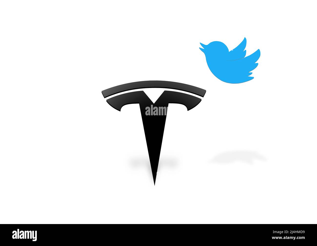 Immagine illustrativa di Tesla e twitter Foto Stock