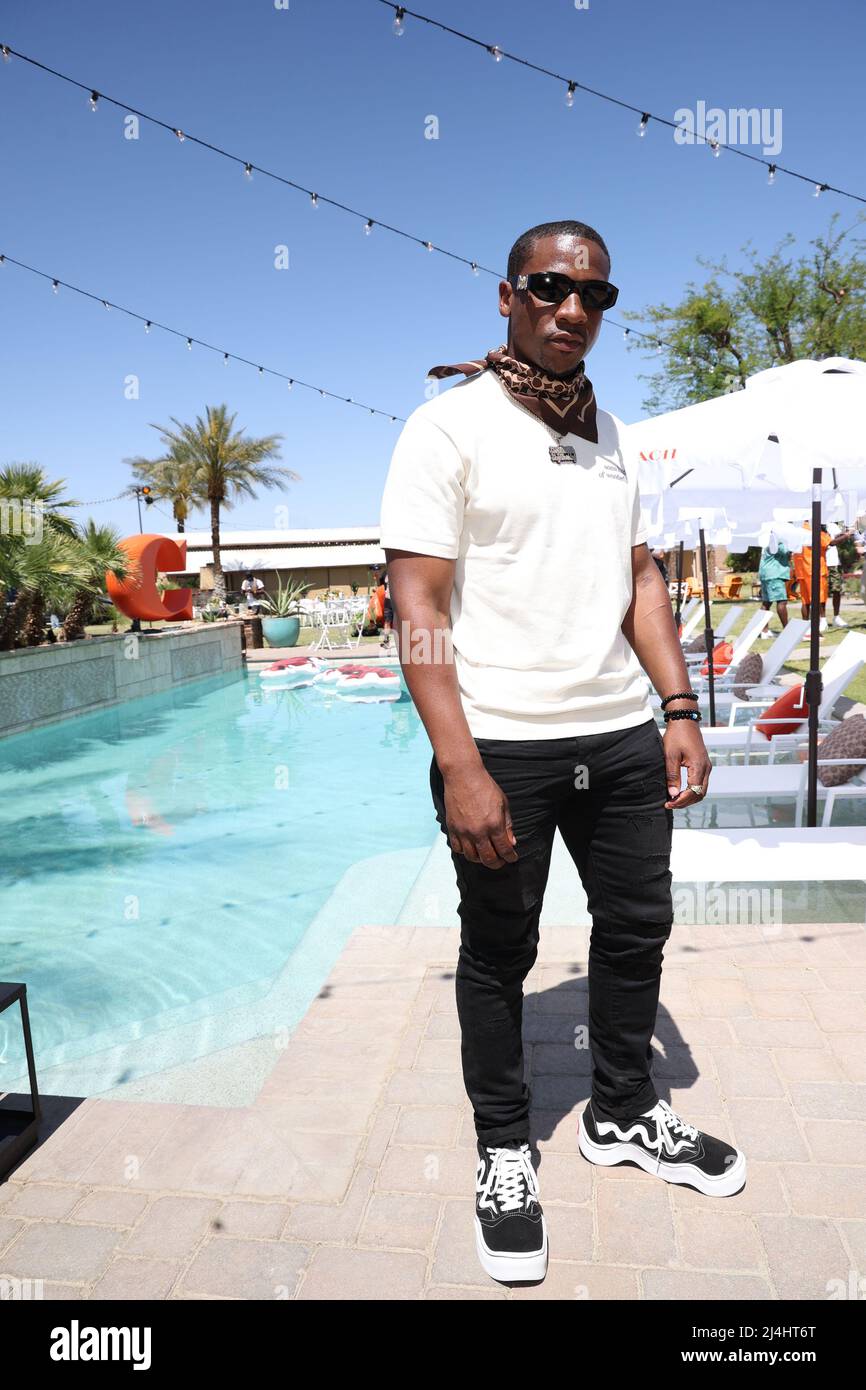 Indio, CA. 15th Apr 2022. TravQue al Coach: The Coach Collective Brunch ospitato da Karrueche Tran e Lenny S presso la Coach House di Indio, California, durante il Coachella Valley Music and Arts Festival 2022 il 15 aprile 2022. Credit: Walik Goshorn/Media Punch/Alamy Live News Foto Stock