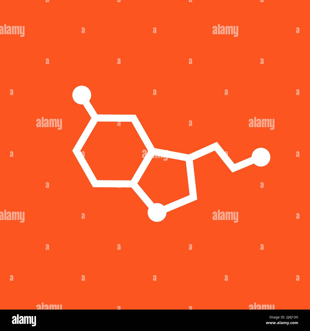 Icona della molecola di serotonina, ormone di buon umore Illustrazione Vettoriale