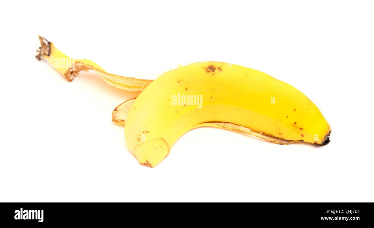 Buccia di banana isolato su sfondo bianco Foto Stock