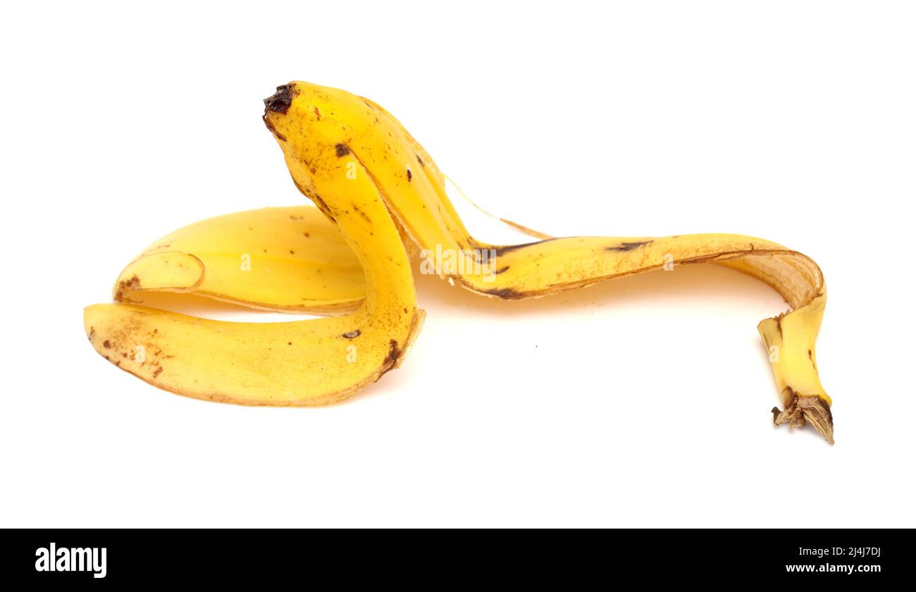 Buccia di banana isolato su sfondo bianco Foto Stock