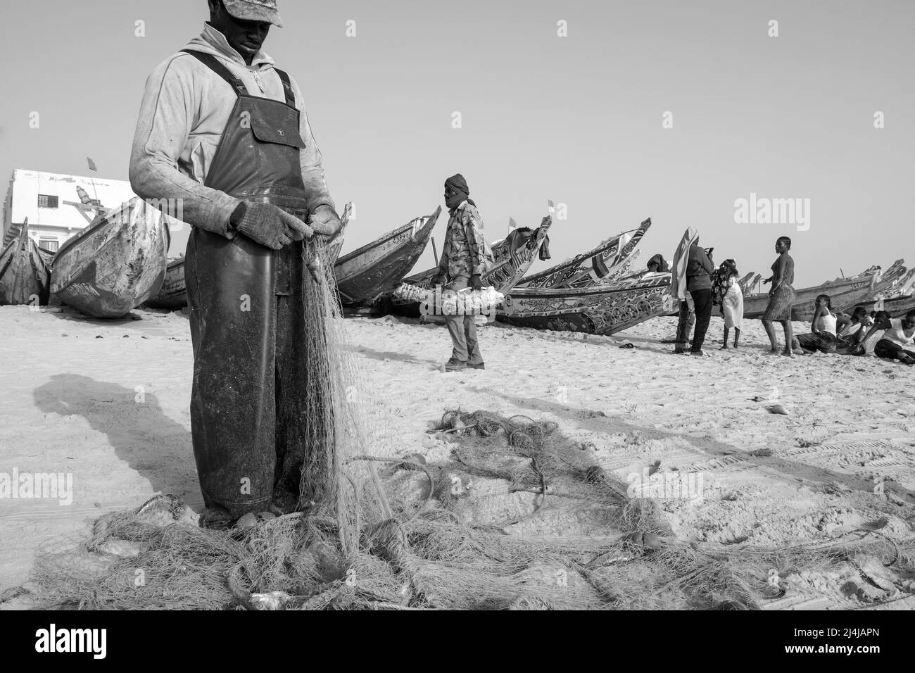 Mauritania, Nouakchott, mercato del pesce sulle rive dell'oceano Atlantico Foto Stock