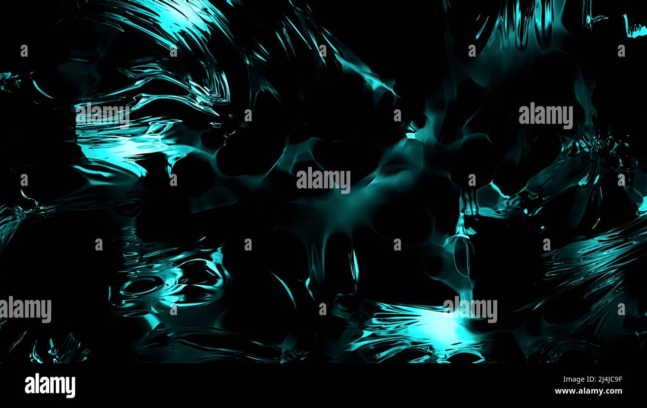 Sfondo al neon verde e arancione. Movimento. Macchie lucide in astrazione che creano motivi su sfondo nero. Foto Stock