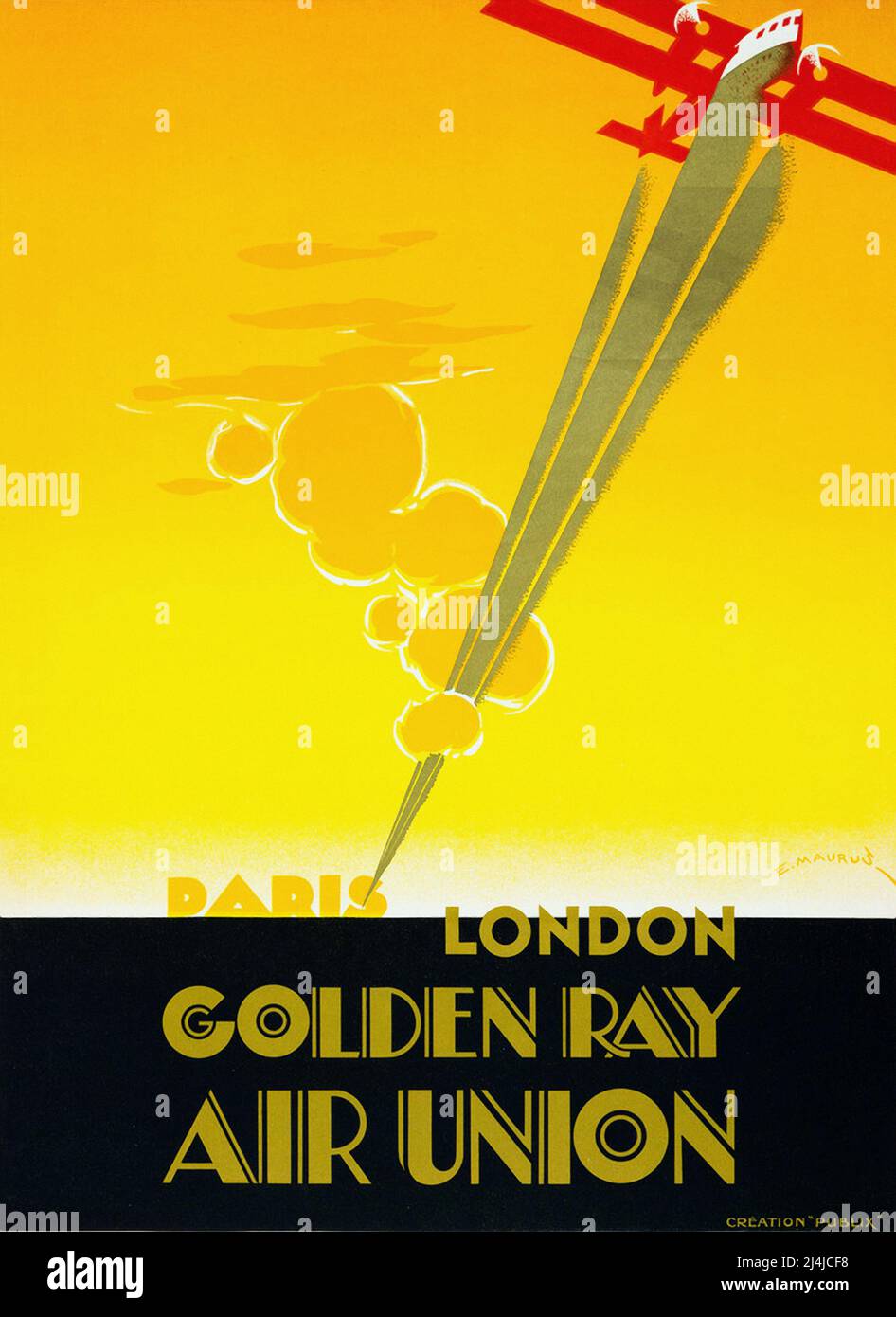 Poster Vintage Travel - AIR UNION GOLDEN RAY - da Parigi a Londra Foto Stock