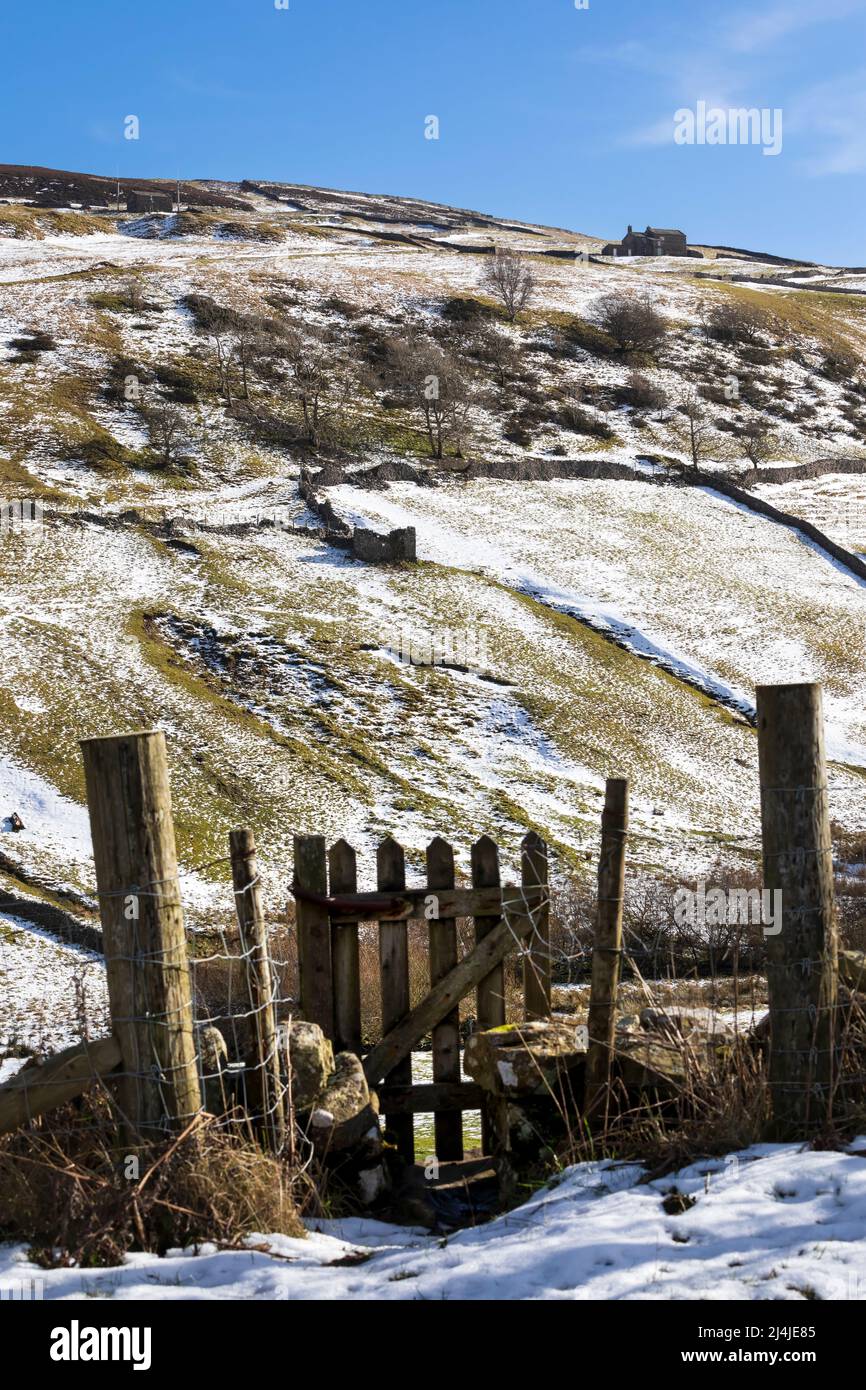 Porta a un sentiero che porta a Kisdon Hill, Swaledale, Yorkshire Dales National Park Foto Stock