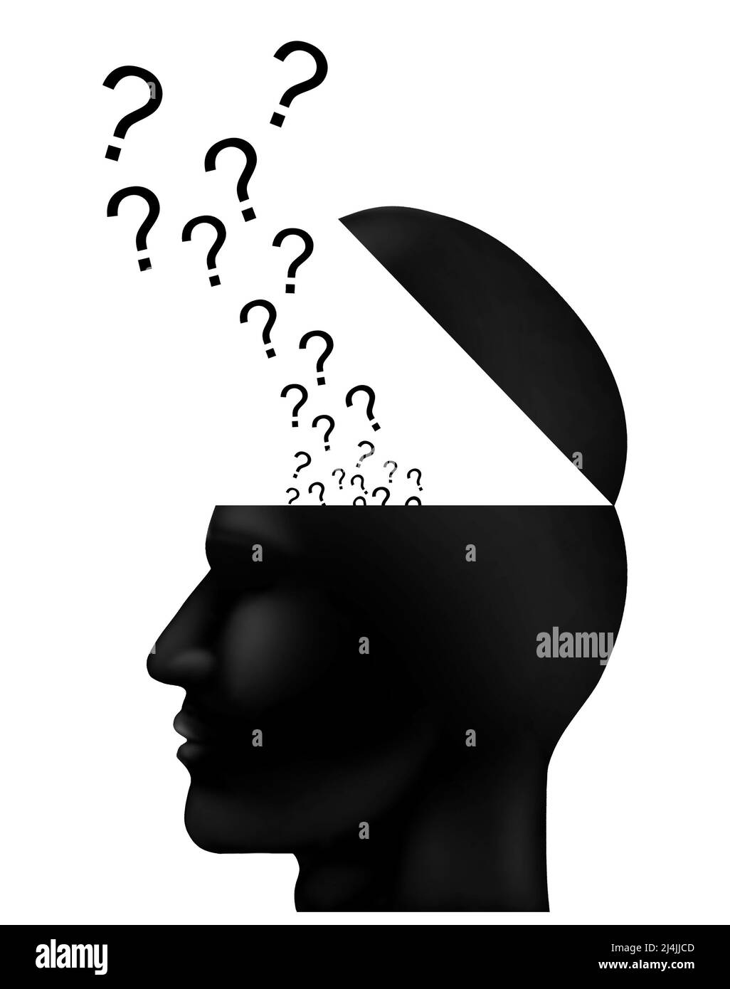 Apri la tua mente Oro, pensare concetto, capo educazione intelligenza illustratone isolato Foto Stock