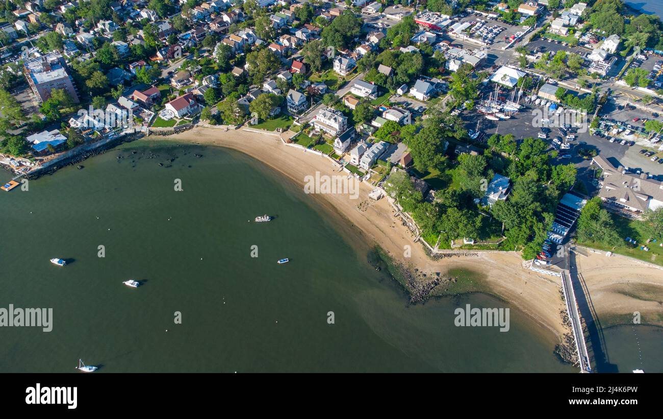 Case sul lungomare, City Island, Bronx, New York City, NY, USA Foto Stock
