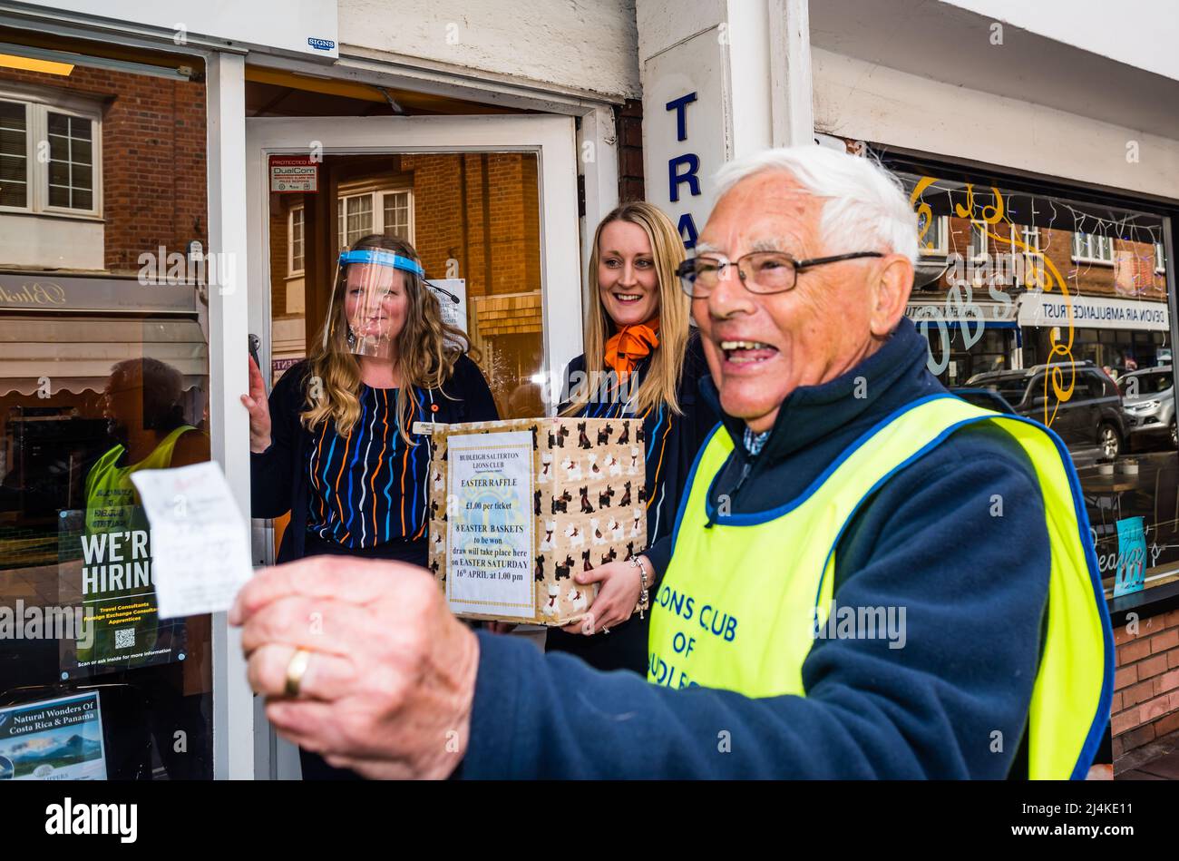 Budleigh Lions Pasqua Raffle raccogliere soldi per buone cause locali. Il ticker vincente. Foto Stock