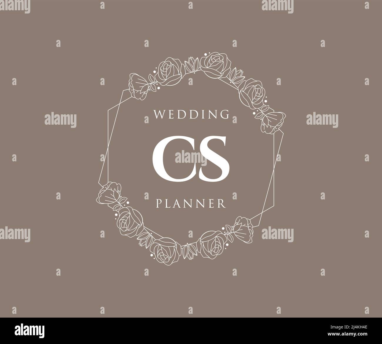 CS iniziali lettera Wedding monogramma collezione loghi, disegnati a mano moderni minimalistici e modelli floreali per carte di invito, Salva la data, elegante Illustrazione Vettoriale